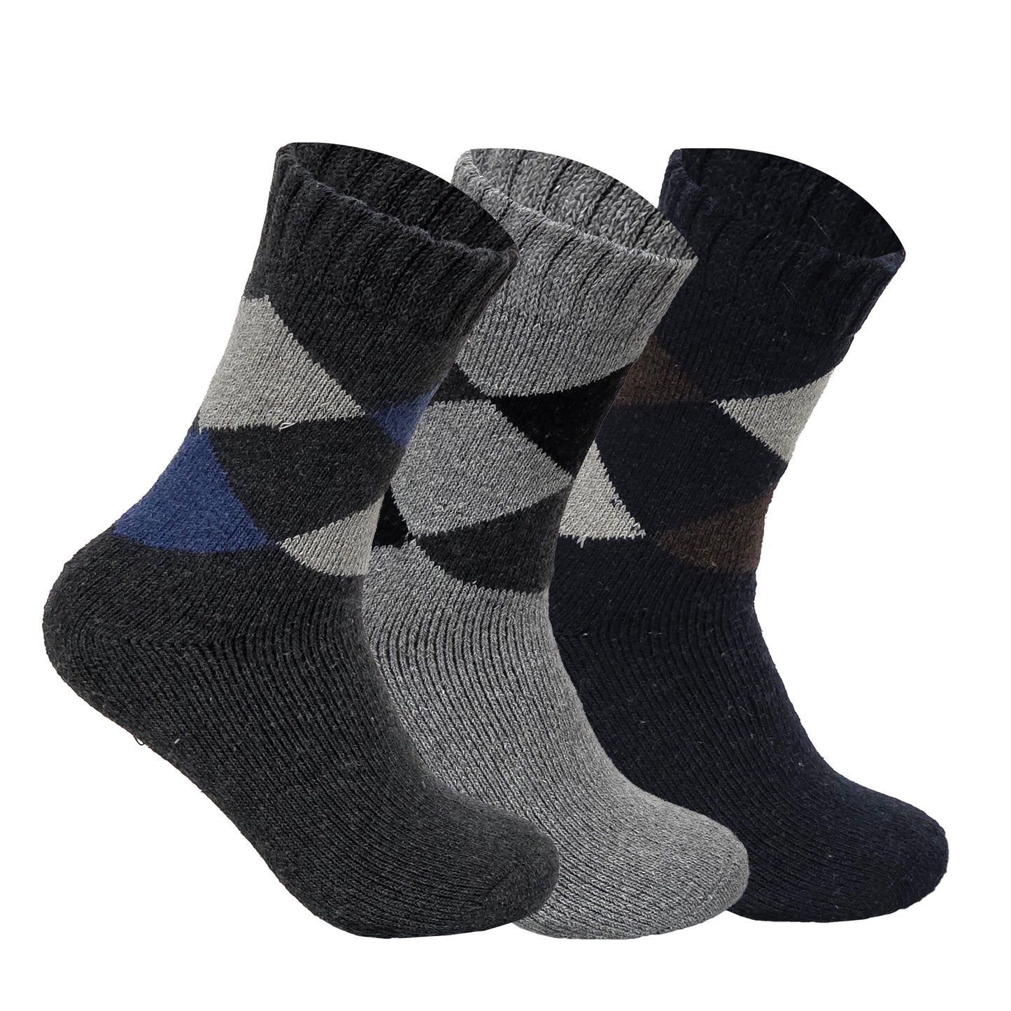 Mens Merino Lambs Wool Socks - Diamond (12 Pairs)