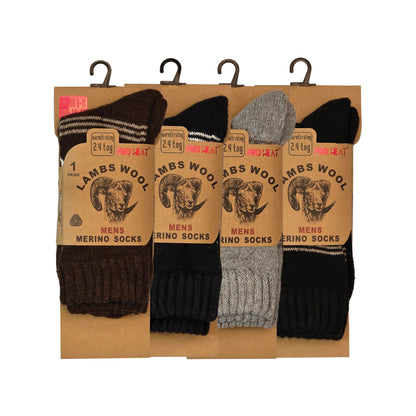 Mens Merino Lambs Wool Socks - Argyle (12 Pairs)