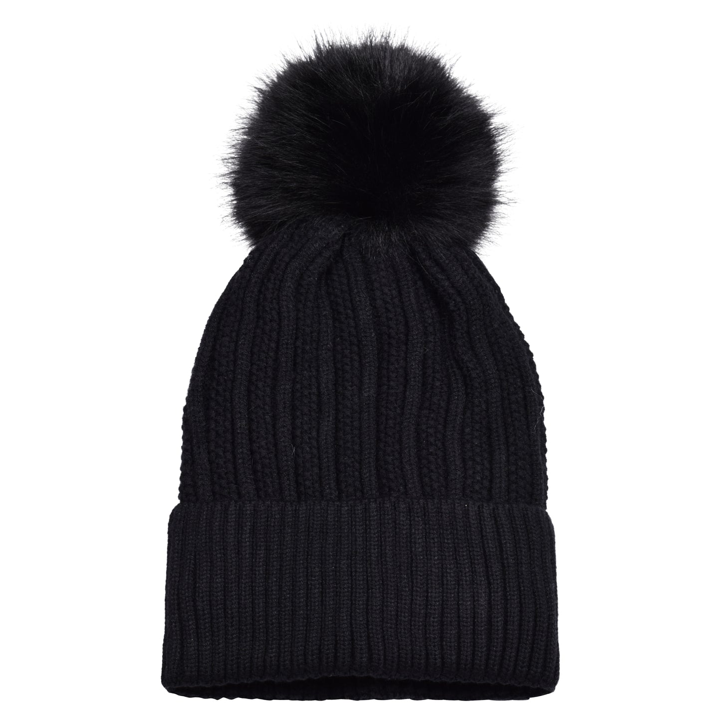 Cable Knit Pompom Hats - Luxury Fur Lined