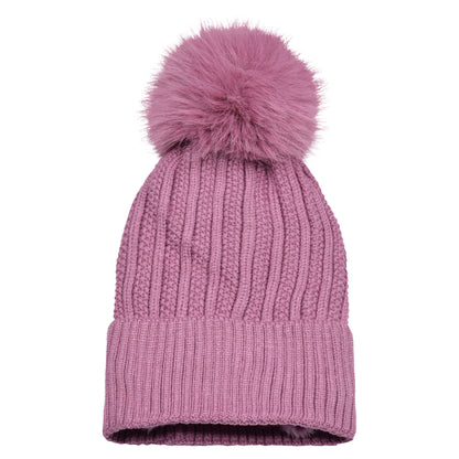 Cable Knit Pompom Hats - Luxury Fur Lined