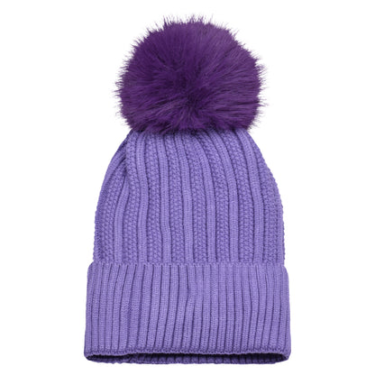 Cable Knit Pompom Hats - Luxury Fur Lined