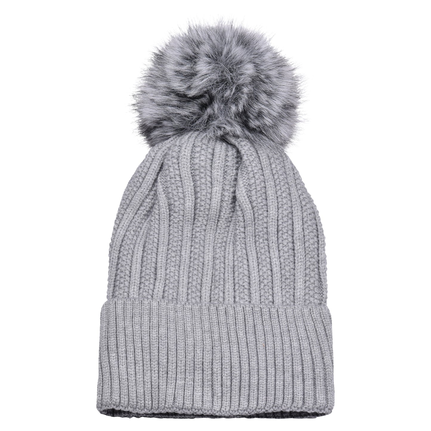 Cable Knit Pompom Hats - Luxury Fur Lined