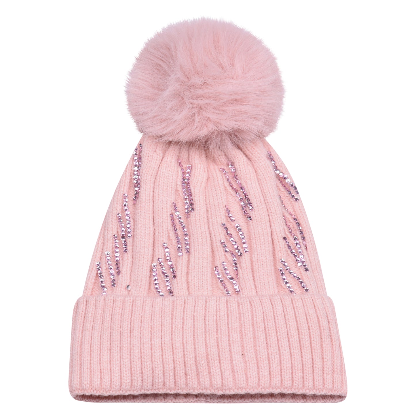 Knitted Diamante Pompom Hats - Casual Chic