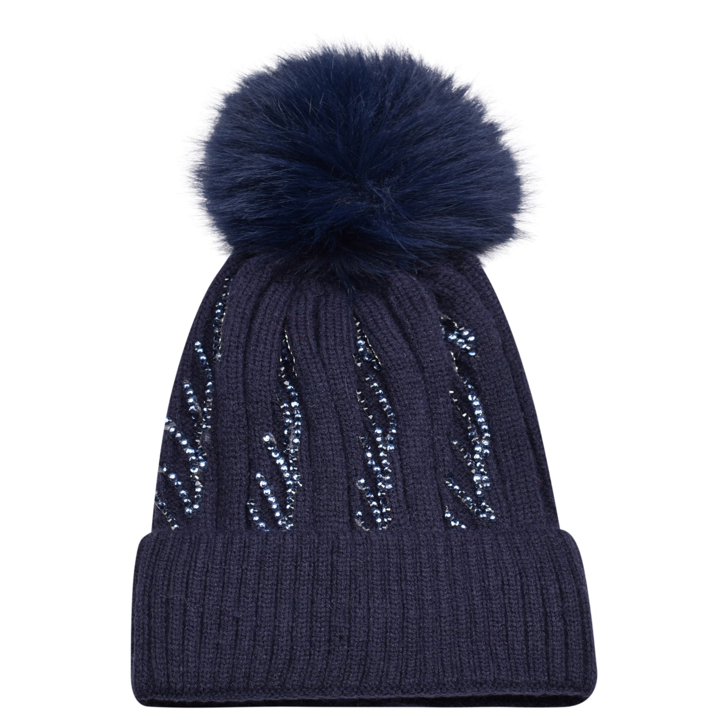 Knitted Diamante Pompom Hats - Casual Chic