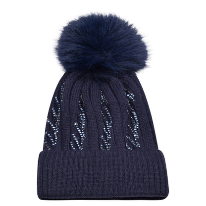 Knitted Diamante Pompom Hats - Casual Chic
