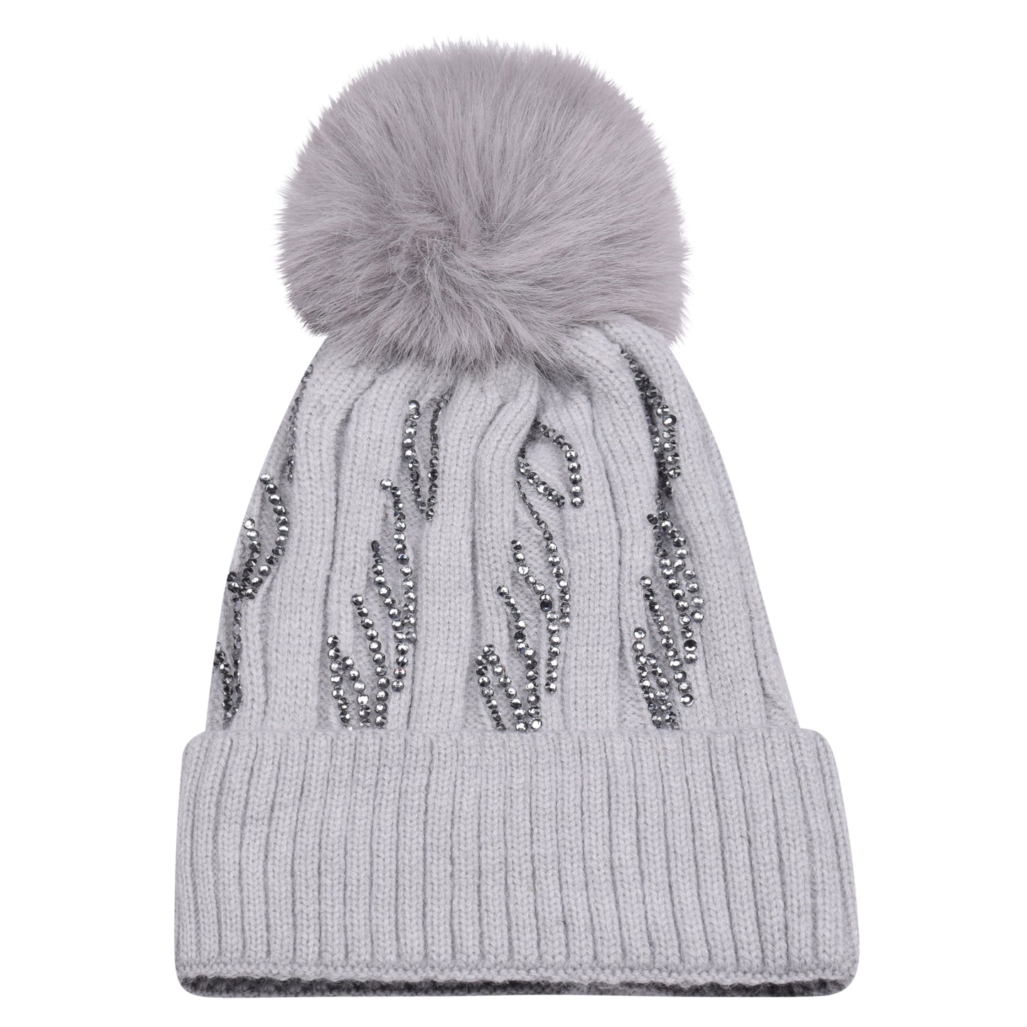 Knitted Diamante Pompom Hats - Casual Chic