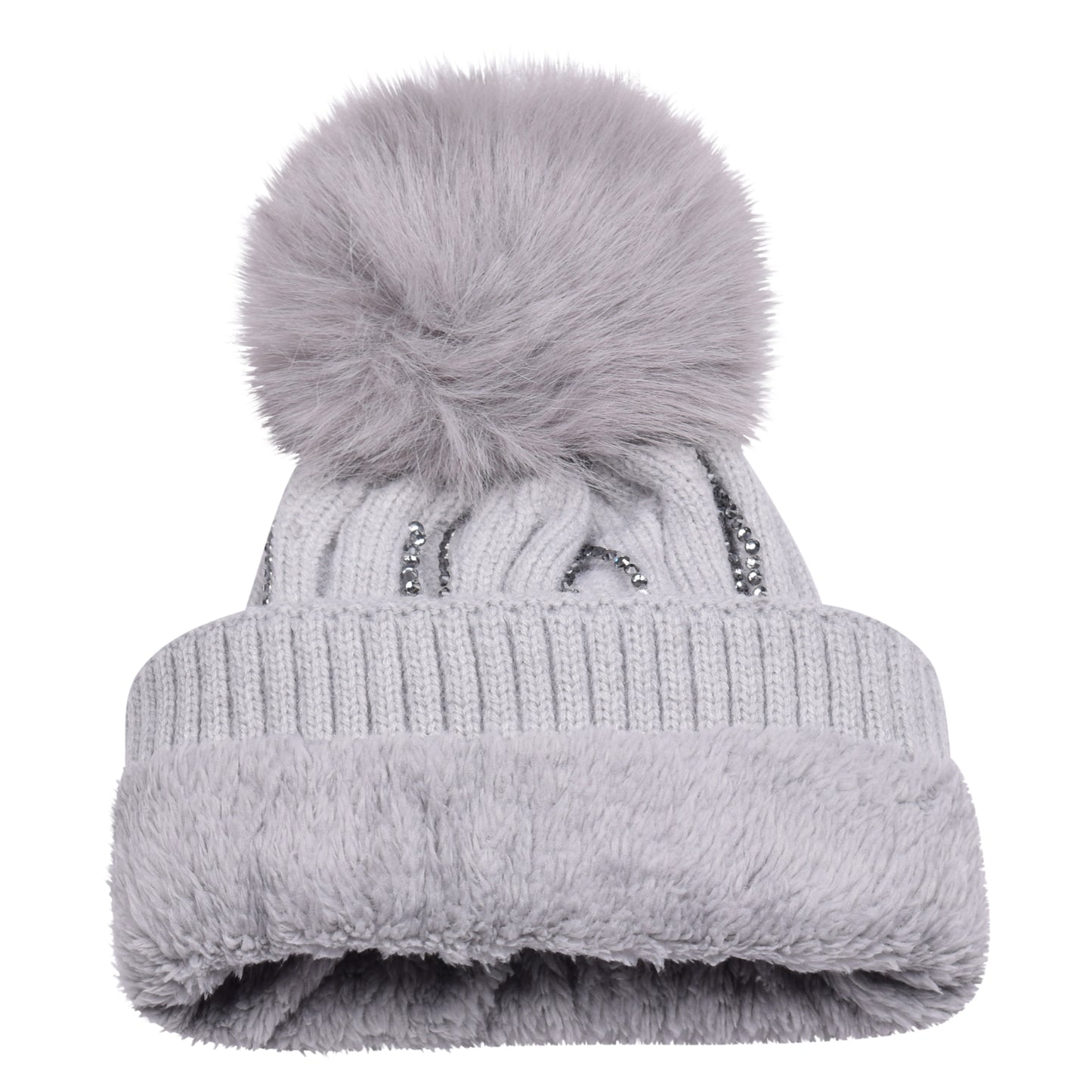 Knitted Diamante Pompom Hats - Casual Chic