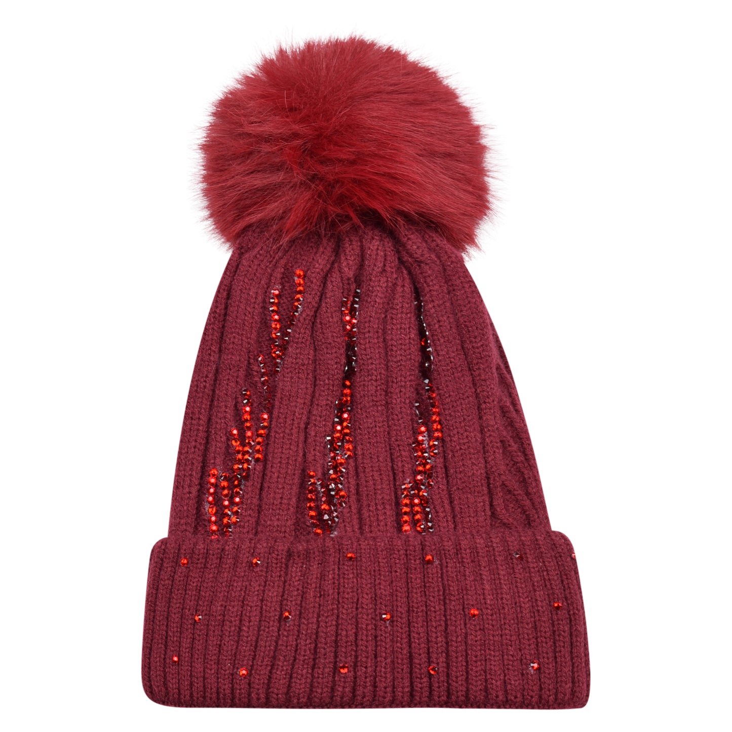 Knitted Diamante Pompom Hats - Casual Chic