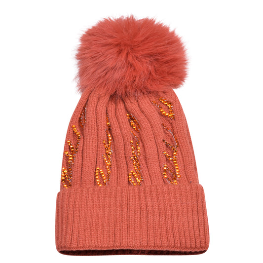Knitted Diamante Pompom Hats - Casual Chic