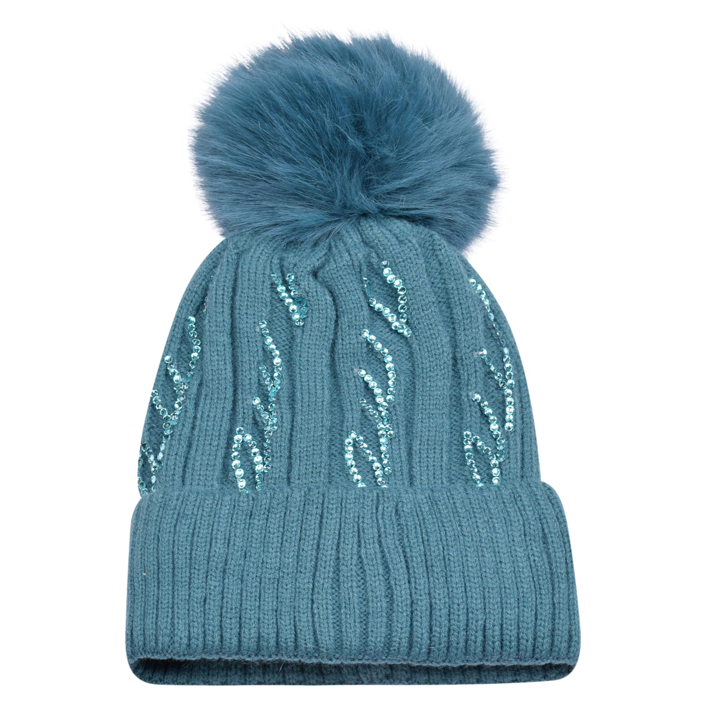 Knitted Diamante Pompom Hats - Casual Chic