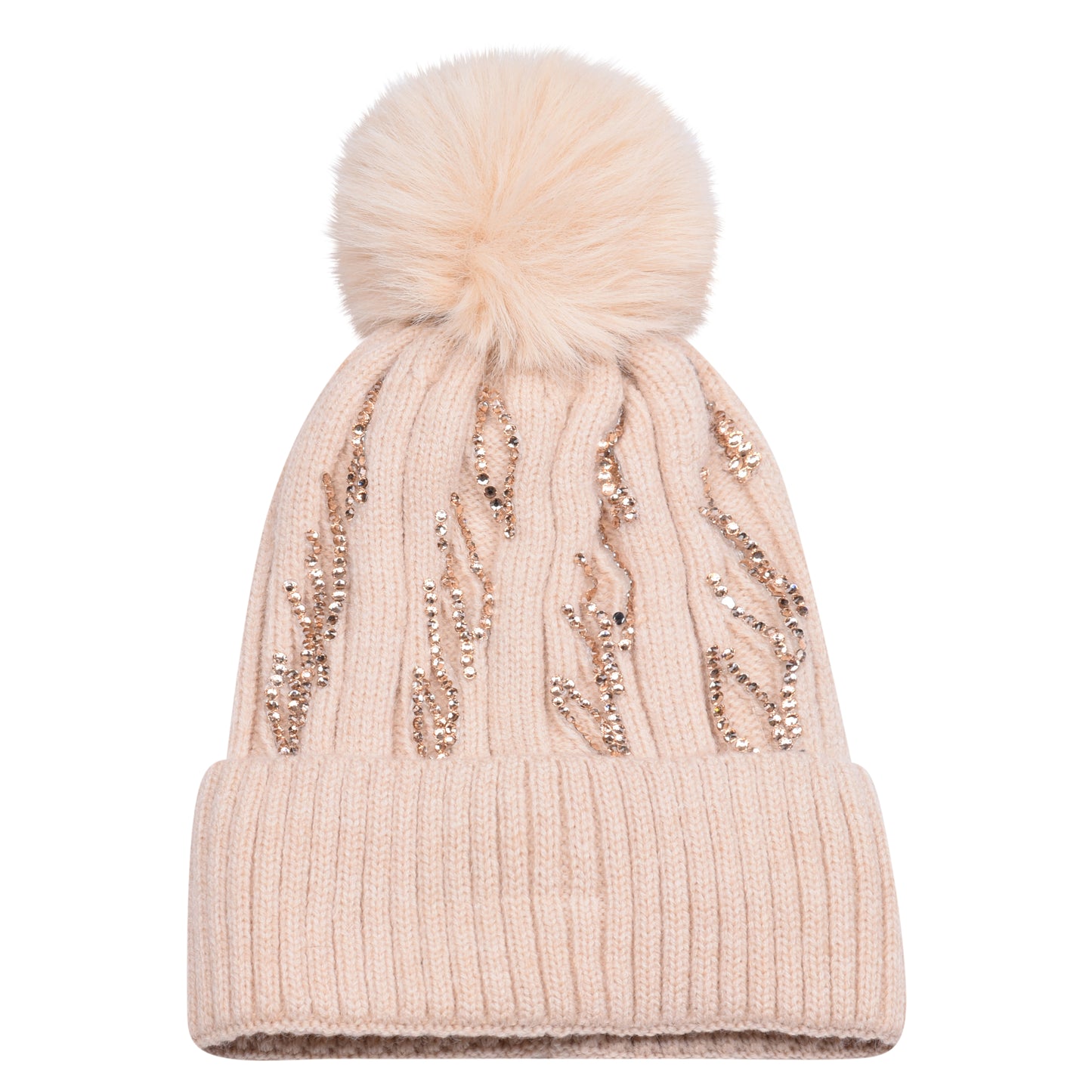 Knitted Diamante Pompom Hats - Casual Chic