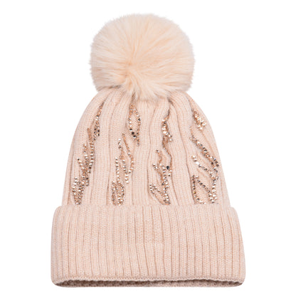 Knitted Diamante Pompom Hats - Casual Chic
