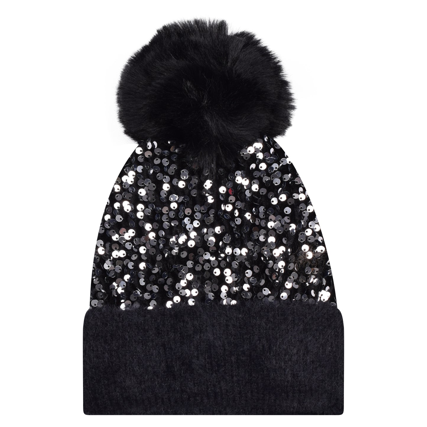 Sequin Pompom Hats - Luxury Fur Lined