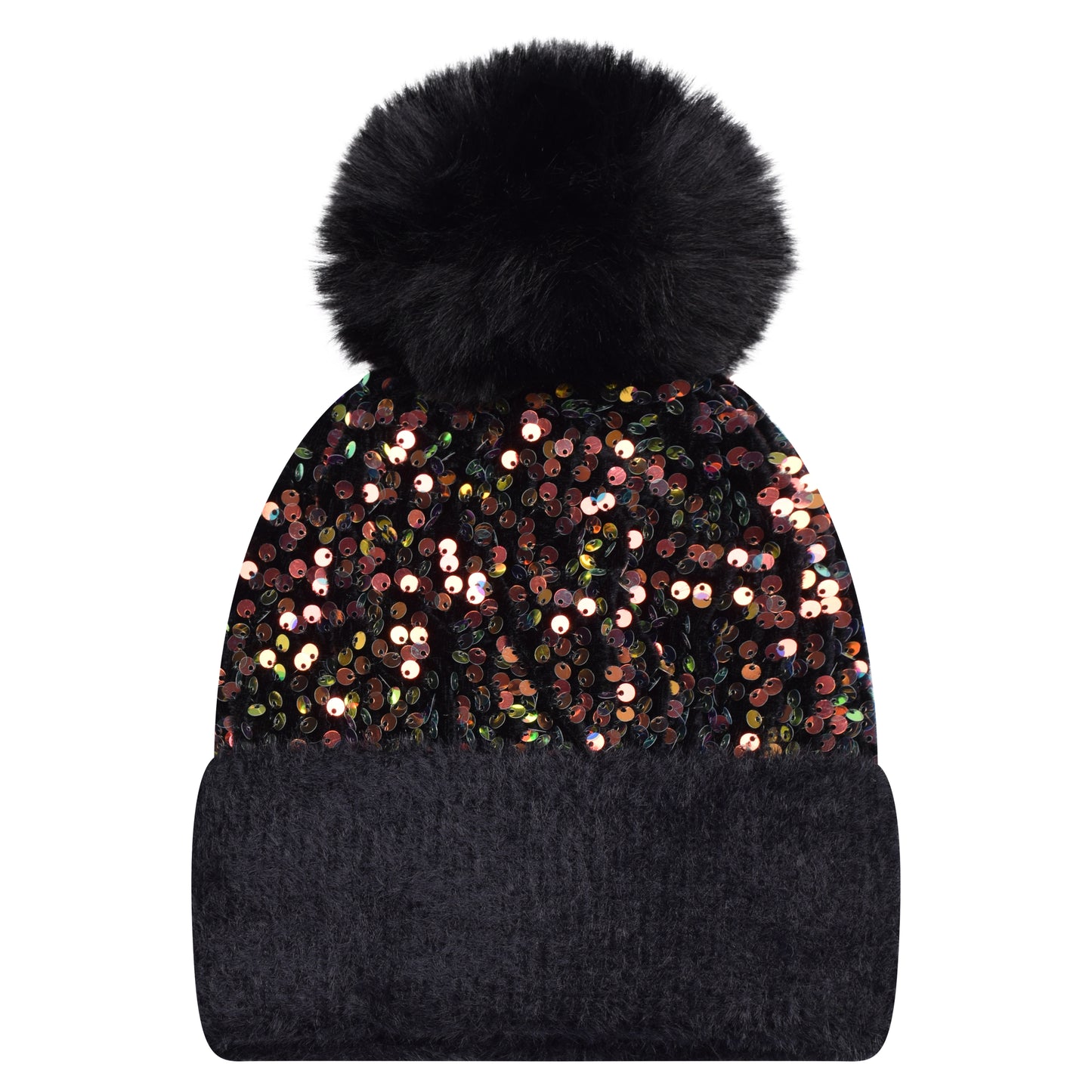 Sequin Pompom Hats - Luxury Fur Lined