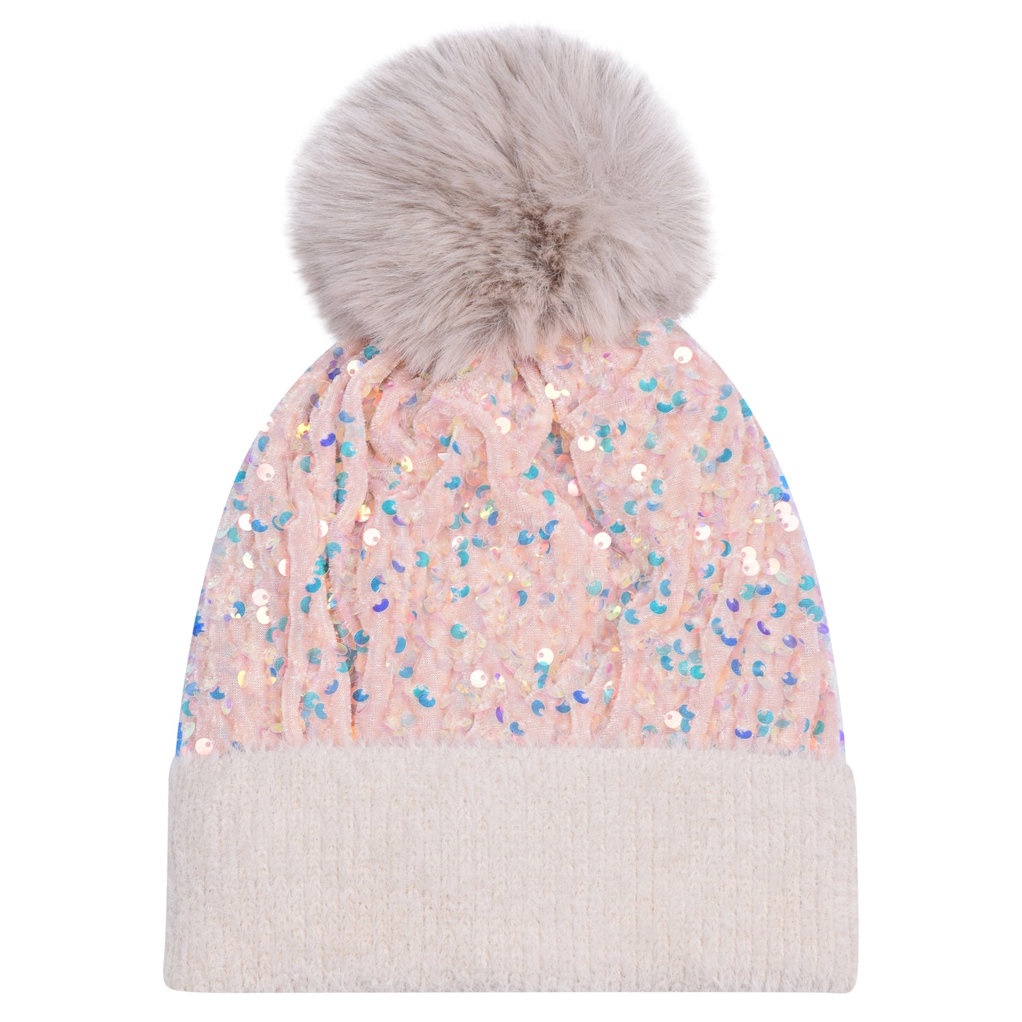 Sequin Pompom Hats - Luxury Fur Lined