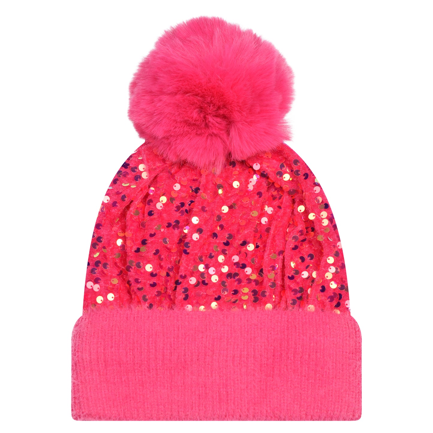 Sequin Pompom Hats - Luxury Fur Lined