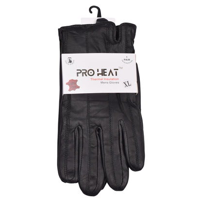 Mens Classic Pro Heat Touchscreen Leather Gloves - Black (12 Pairs)