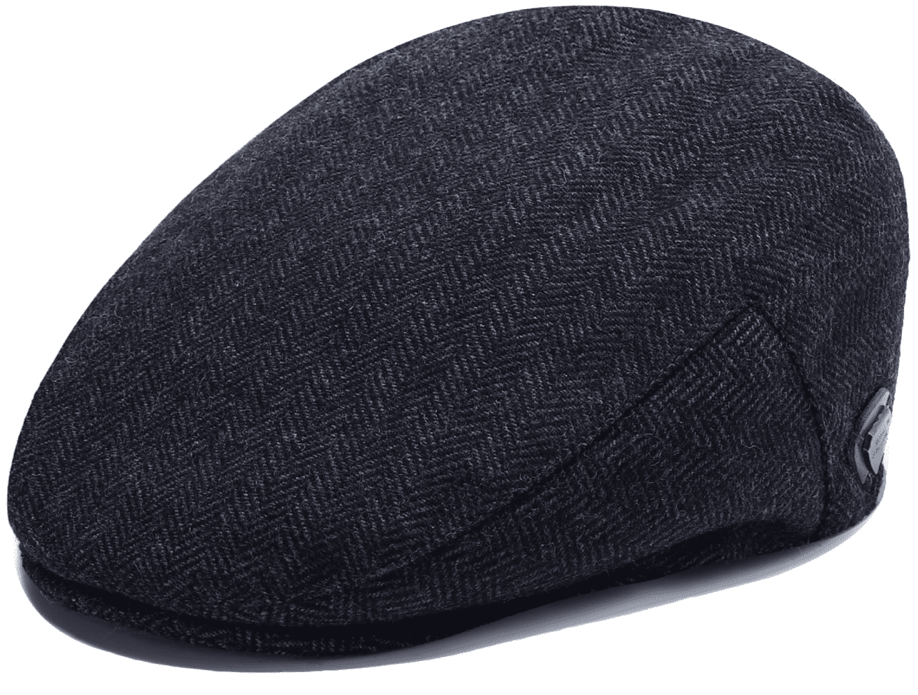 Royal Stallion Classic Wool Flat Cap - Dark Grey Herringbone (One Size)