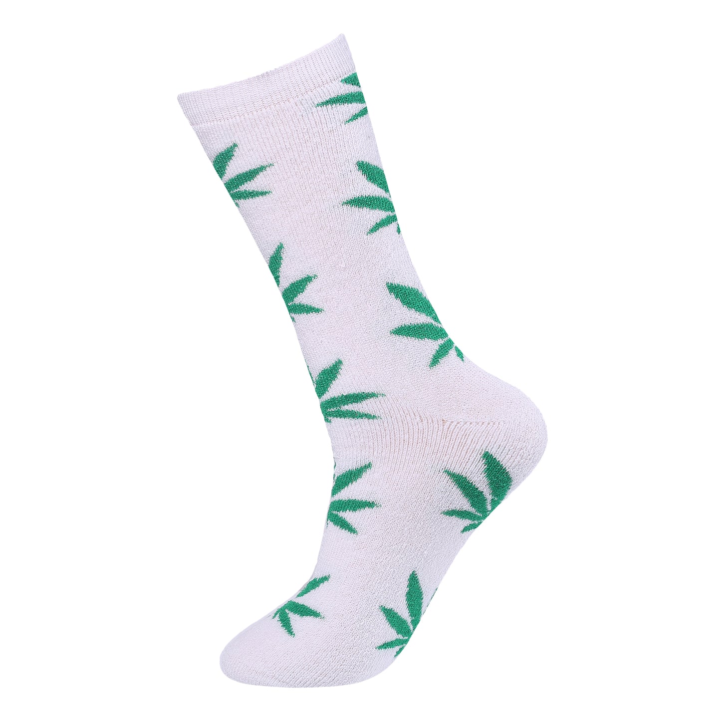 Mens 5 Pair Pair Sport Socks - White Multi Ganja Leaf (30 Pairs)