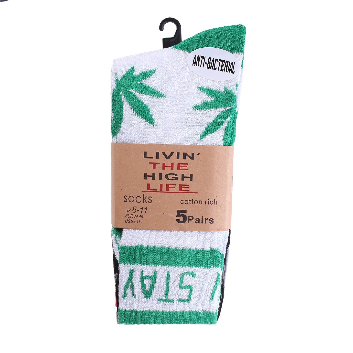 Mens 5 Pair Pair Sport Socks - Stay Smokin Ganja V2 (30 Pairs)