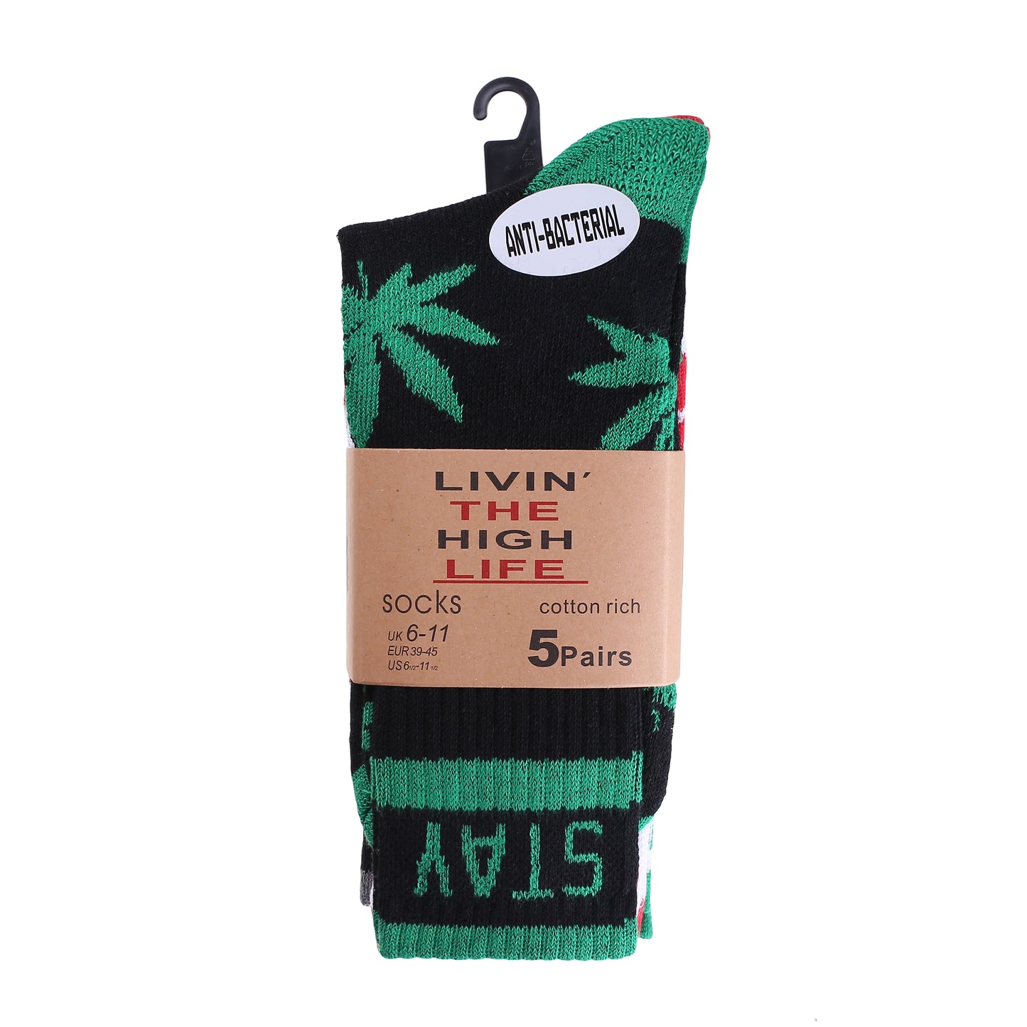 Mens 5 Pair Pair Sport Socks - Stay Smokin Ganja V2 (30 Pairs)