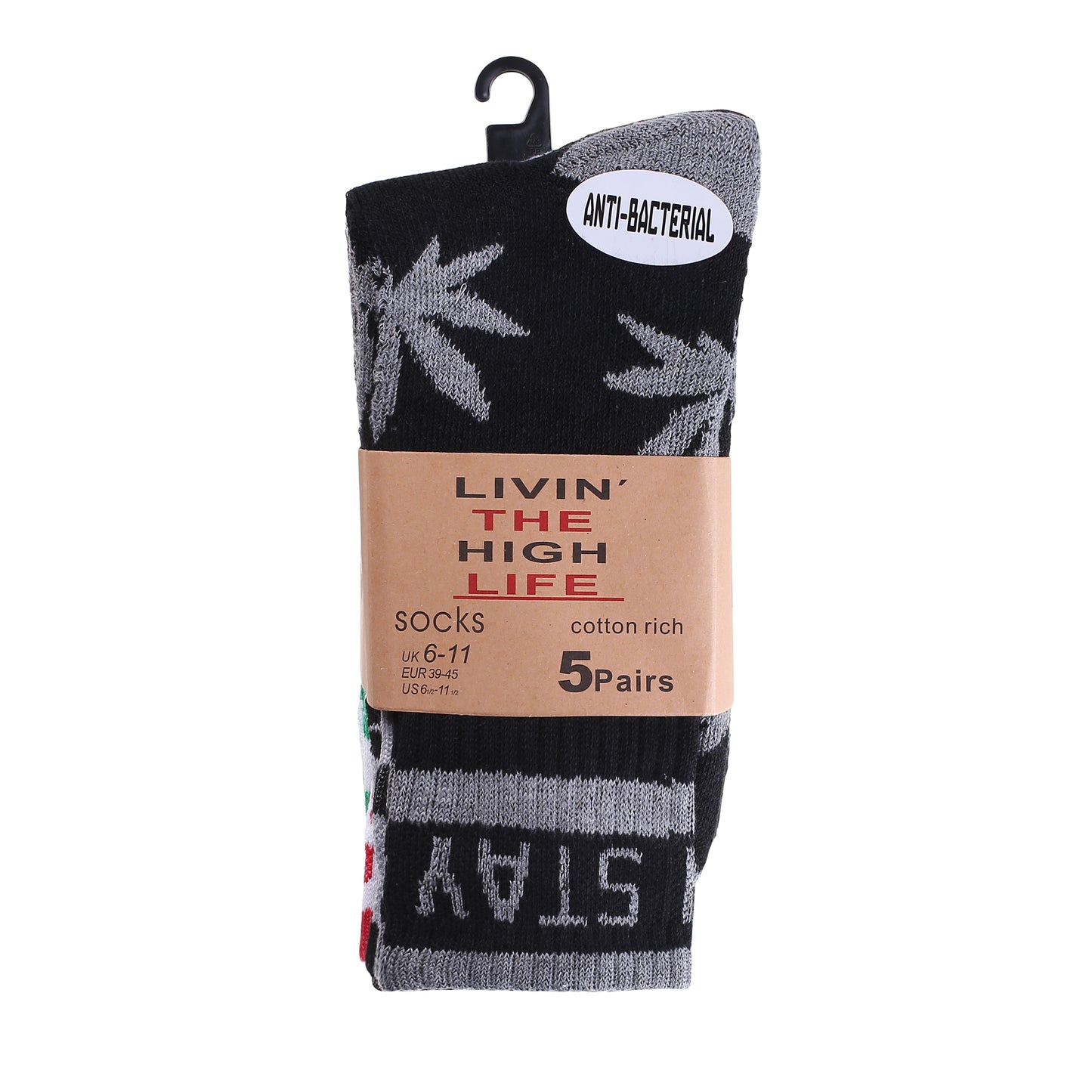 Mens 5 Pair Pair Sport Socks - Stay Smokin Ganja V2 (30 Pairs)