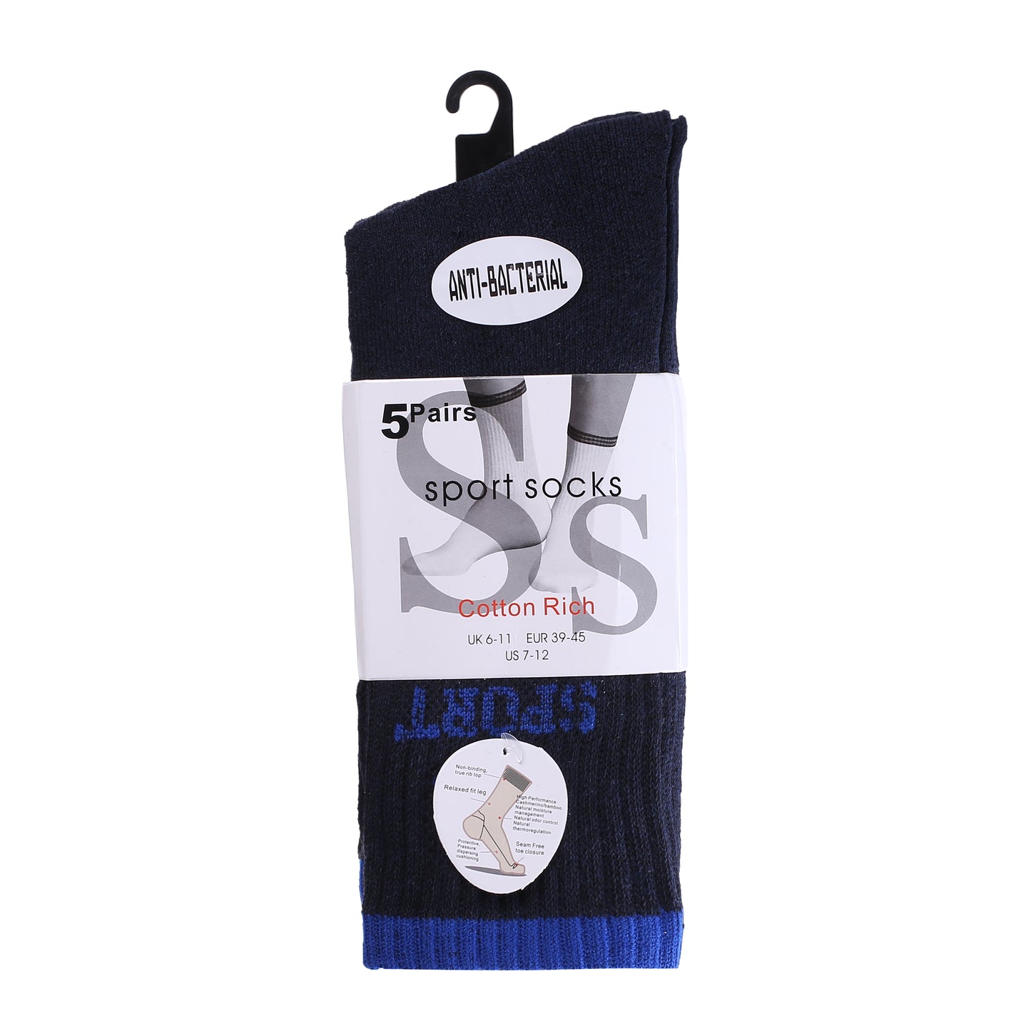 Mens 5 Pair Pair Sport Socks - Assorted/ Sport Cuff (30 Pairs)