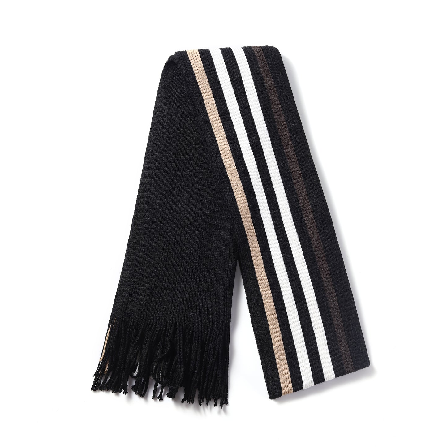 Mens Supersoft Luxury Knitted Scarves with tassels - Deep Stripes