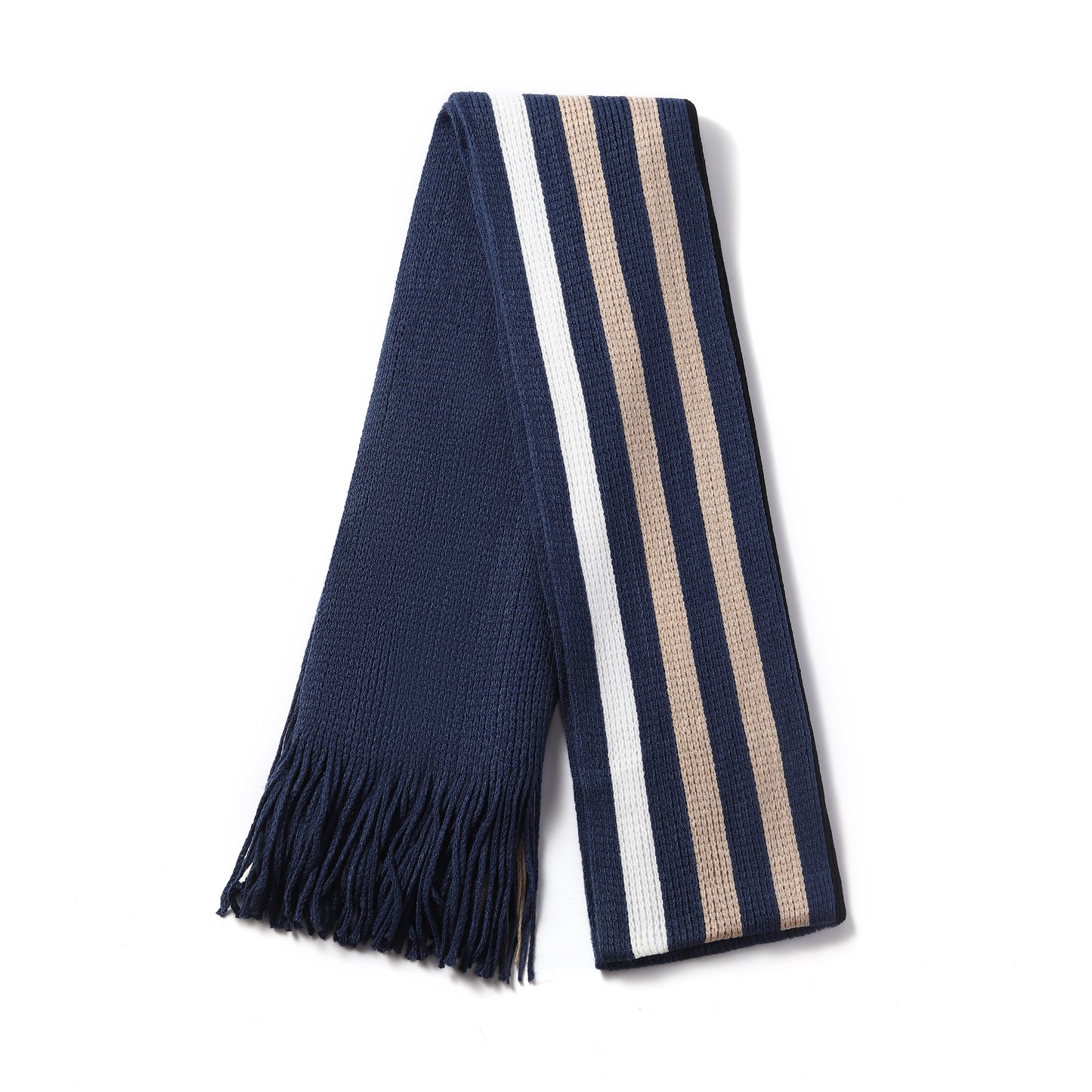 Mens Supersoft Luxury Knitted Scarves with tassels - Deep Stripes