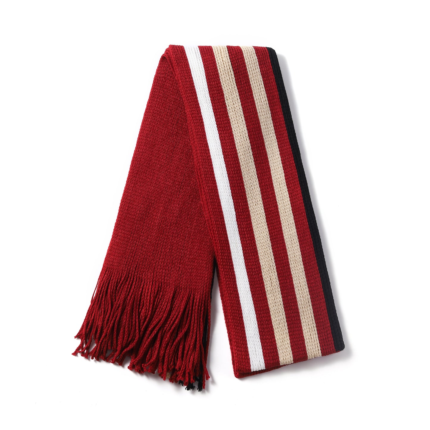 Mens Supersoft Luxury Knitted Scarves with tassels - Deep Stripes