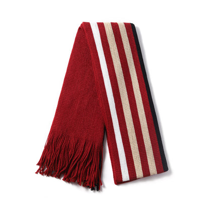 Mens Supersoft Luxury Knitted Scarves with tassels - Deep Stripes