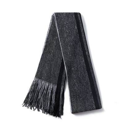 Mens Supersoft Luxury Knitted Scarves with tassels - Mid Tri Stripes
