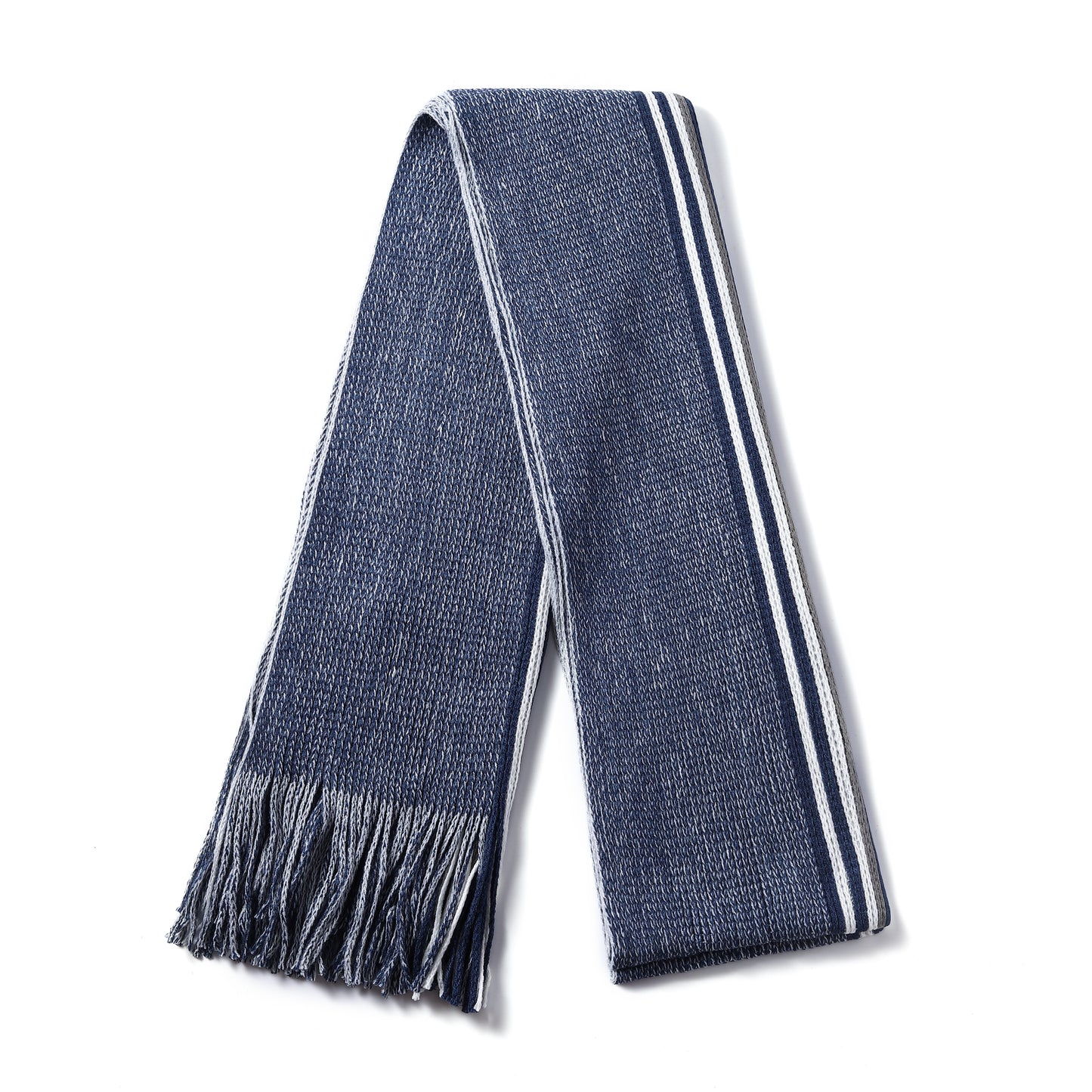 Mens Supersoft Luxury Knitted Scarves with tassels - Thin Stripes