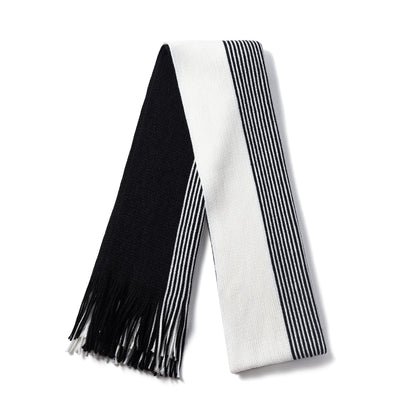 Mens Supersoft Luxury Knitted Scarves with tassels - Mid Thin Stripes