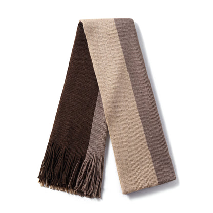 Mens Supersoft Luxury Knitted Scarves with tassels - Tri Stripes