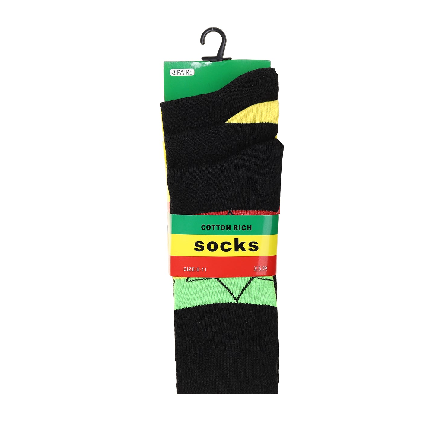 Mens Dress Socks - Rasta (12 Pairs)