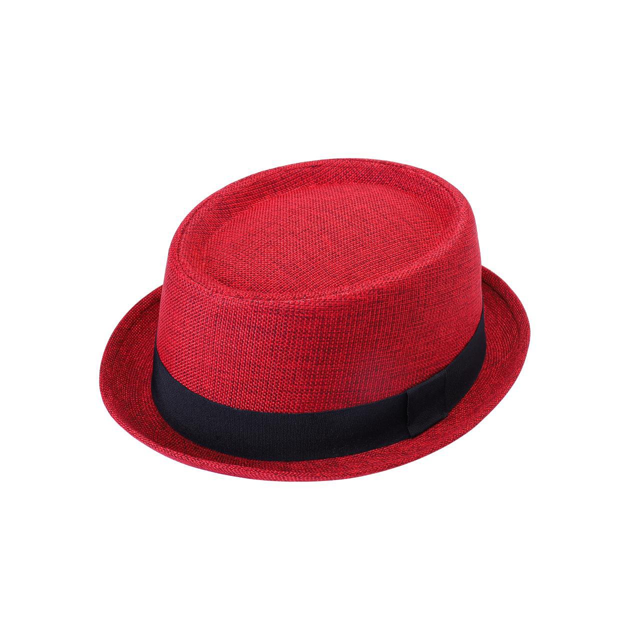 Classic Pork Pie Hat with Black Ribbon Band