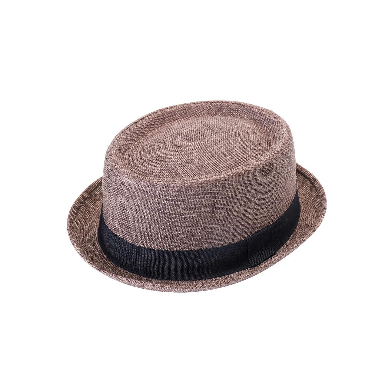 Classic Pork Pie Hat with Black Ribbon Band