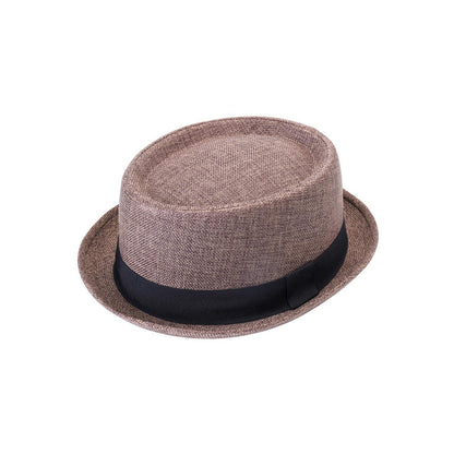 Classic Pork Pie Hat with Black Ribbon Band