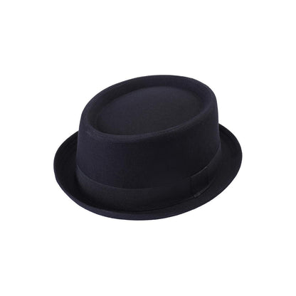 Classic Pork Pie Hat with Black Ribbon Band