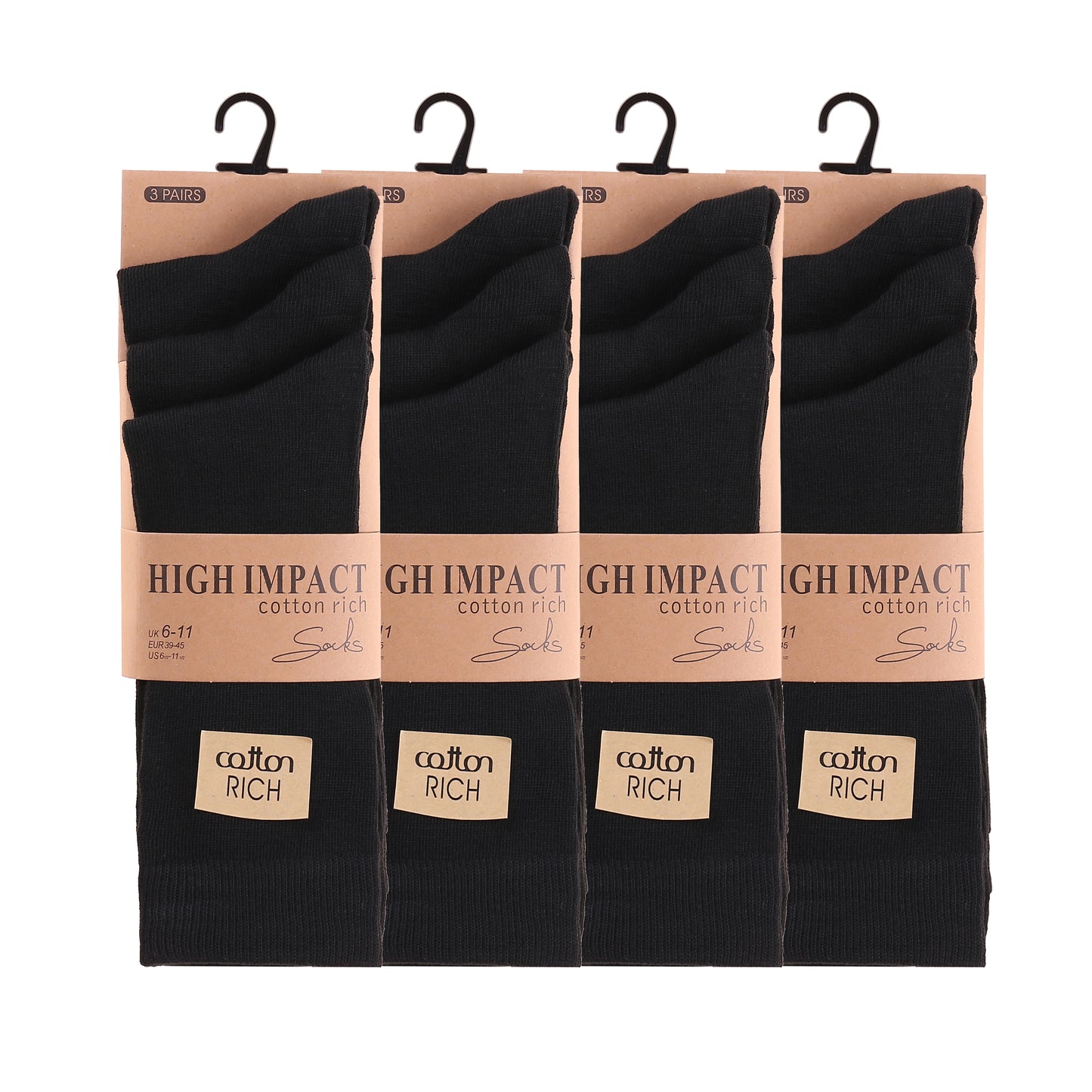 Mens Dress Socks - Black (12 Pairs)