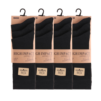 Mens Dress Socks - Black (12 Pairs)