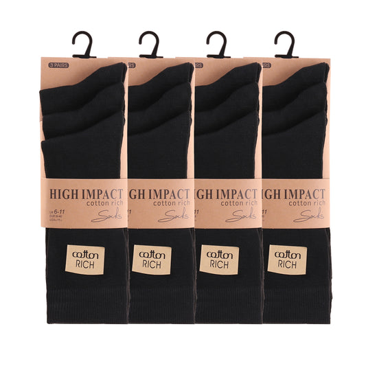 Mens Dress Socks - Black (12 Pairs)