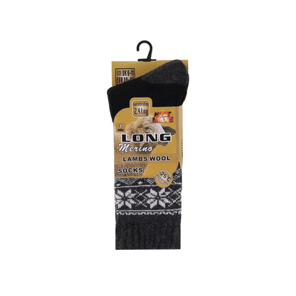 Mens Merino Lambs Wool Long Socks - Snowflake (12 Pairs)