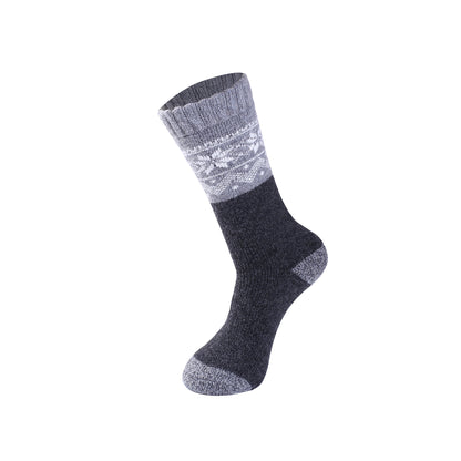 Mens Merino Lambs Wool Long Socks - Snowflake (12 Pairs)