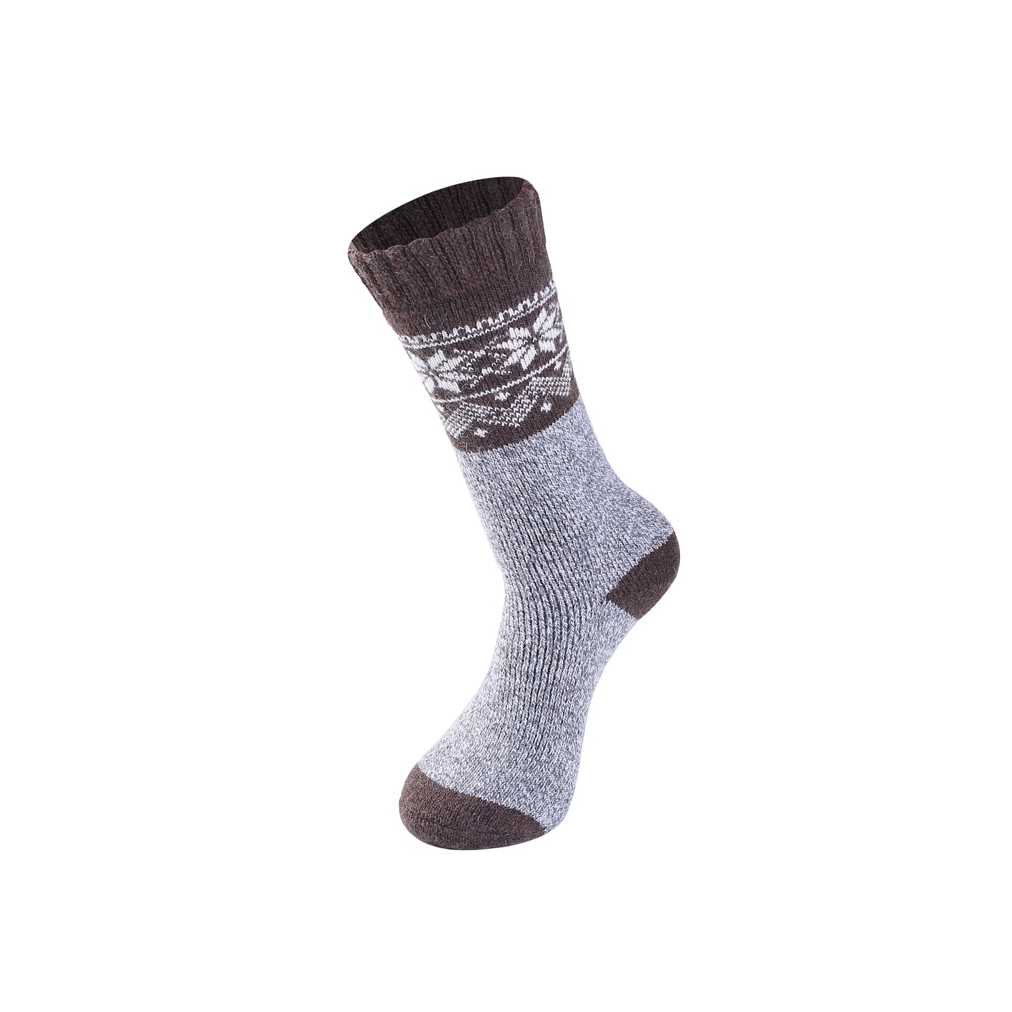 Mens Merino Lambs Wool Long Socks - Snowflake (12 Pairs)