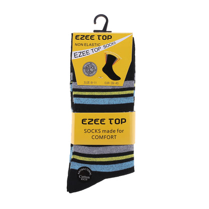 Mens Non Elastic Diabetic Socks - Stripes (12 Pairs)