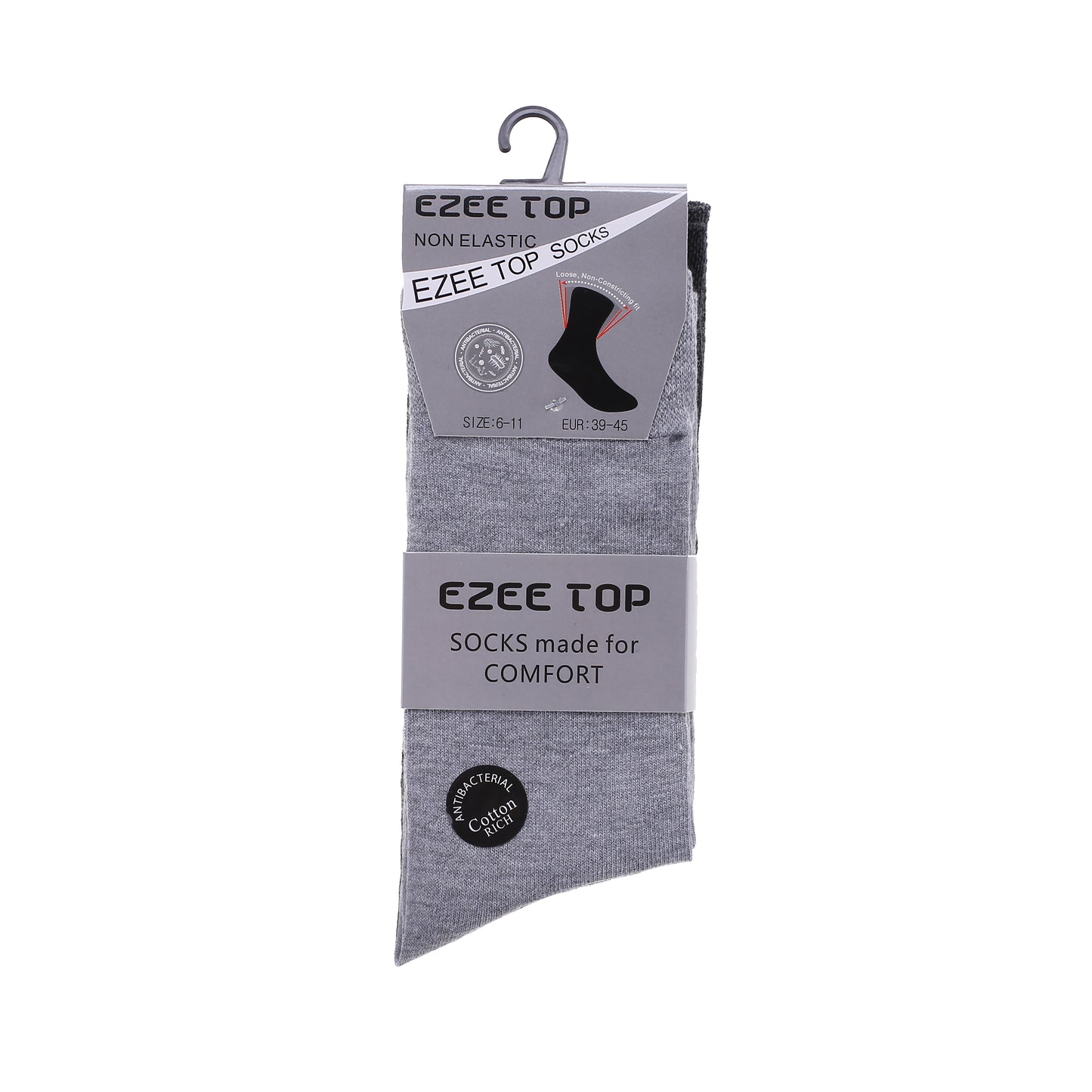 Mens Non Elastic Diabetic Socks - Plain Greys (12 Pairs)
