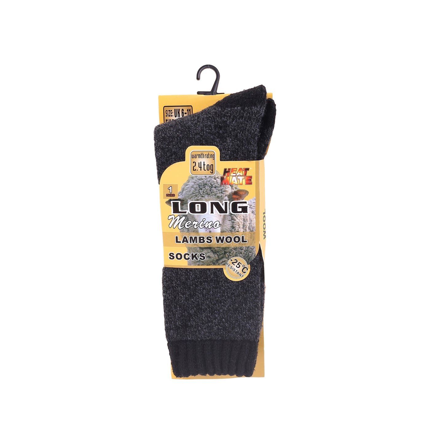 Mens Merino Lambs Wool Long Socks - Heathered (12 Pairs)