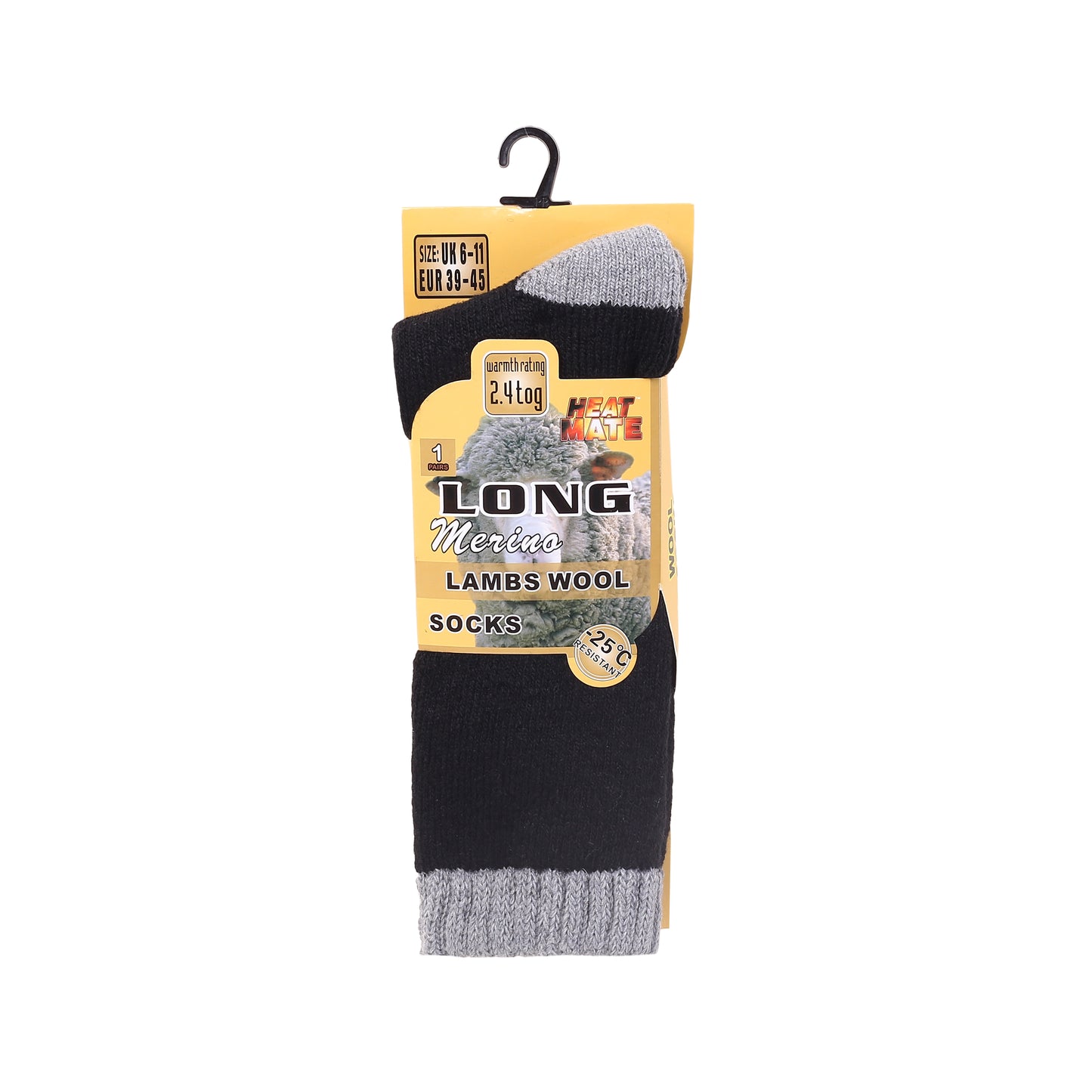Mens Merino Lambs Wool Long Socks - Heathered (12 Pairs)